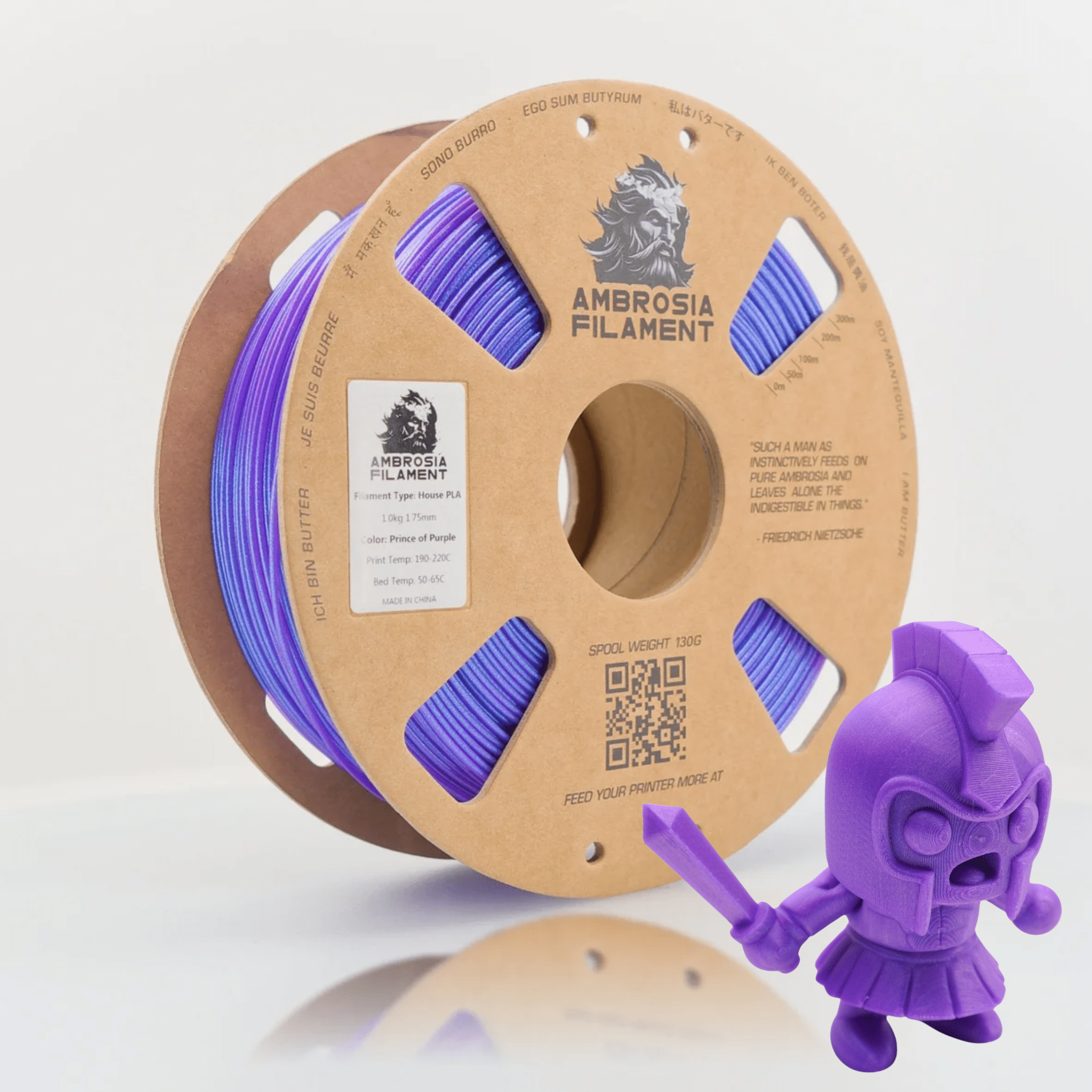 AMBROSIA Dolos Color Shifting PLA Filament of the Gods - 1KG Bambu AMS Friendly Cardboard Spools Premium 3D Printing Filament