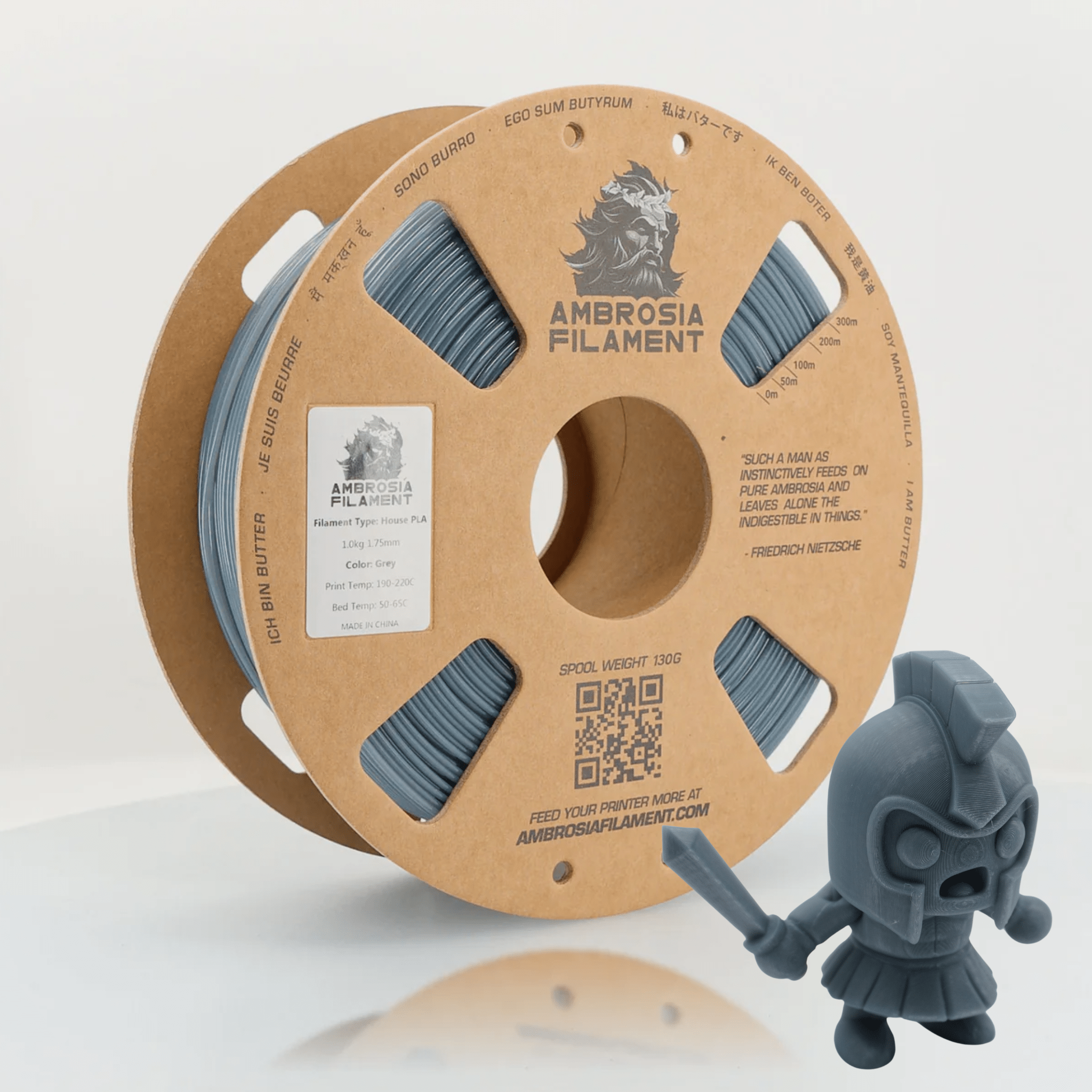 AMBROSIA PLA Filament of the Gods - 1KG Bambu AMS Friendly Cardboard Spools Premium 3D Printing Filament