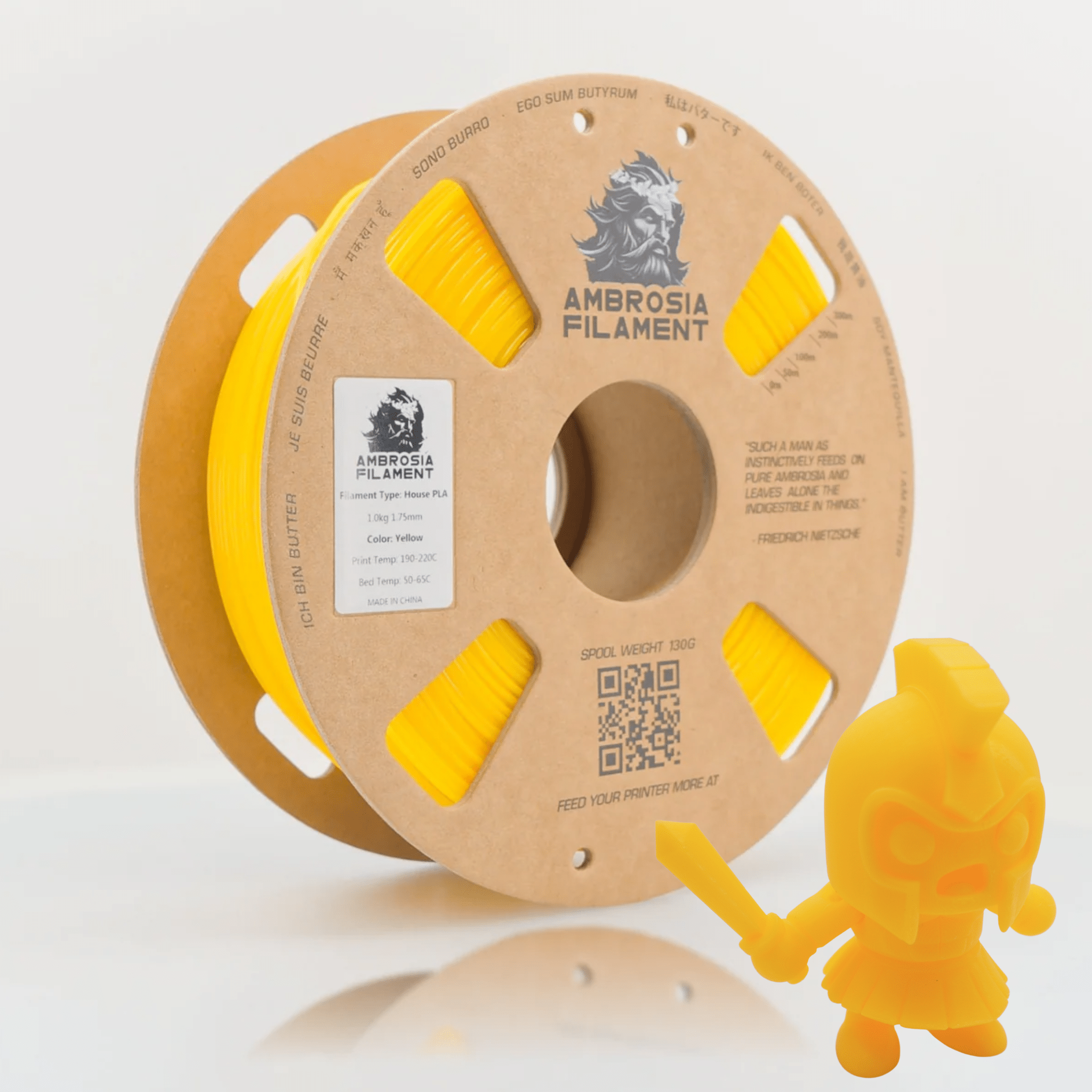 AMBROSIA PLA Filament of the Gods - 1KG Bambu AMS Friendly Cardboard Spools Premium 3D Printing Filament