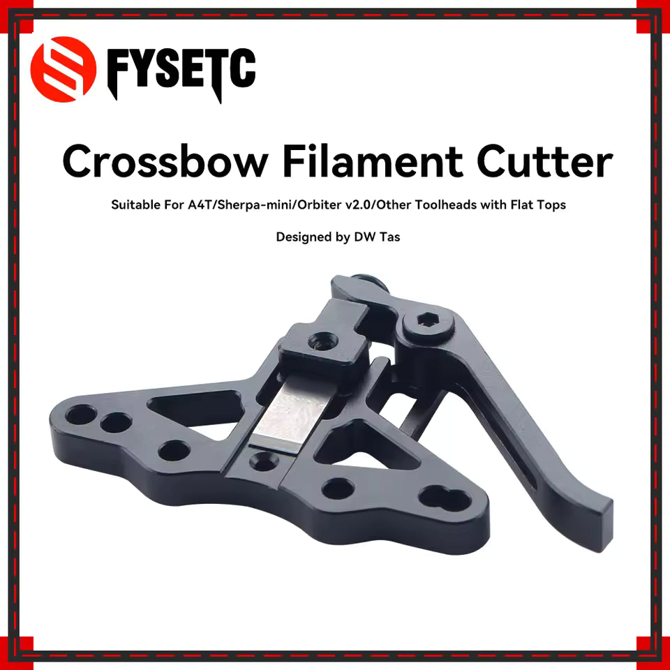 Crossbow CNC Filament Cutter for A4T, Sherpa Mini, Orbiter V2.5 and other Flat Top Extruders by DW Tas