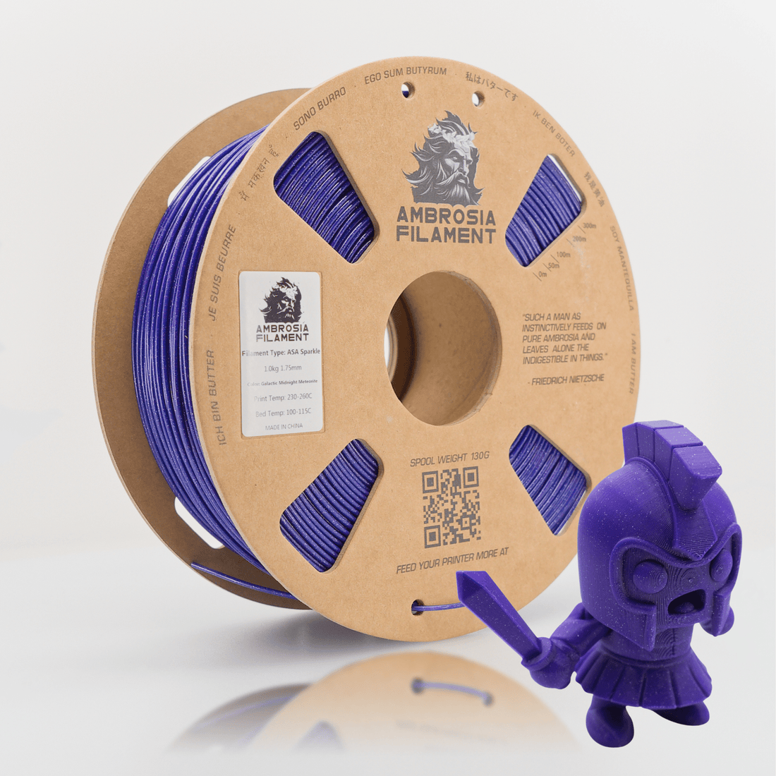 AMBROSIA ASA Galactic Filament of the Gods (Glitter / Sparkle) - 1KG Bambu AMS Friendly Cardboard Spools Premium 3D Printing Filament