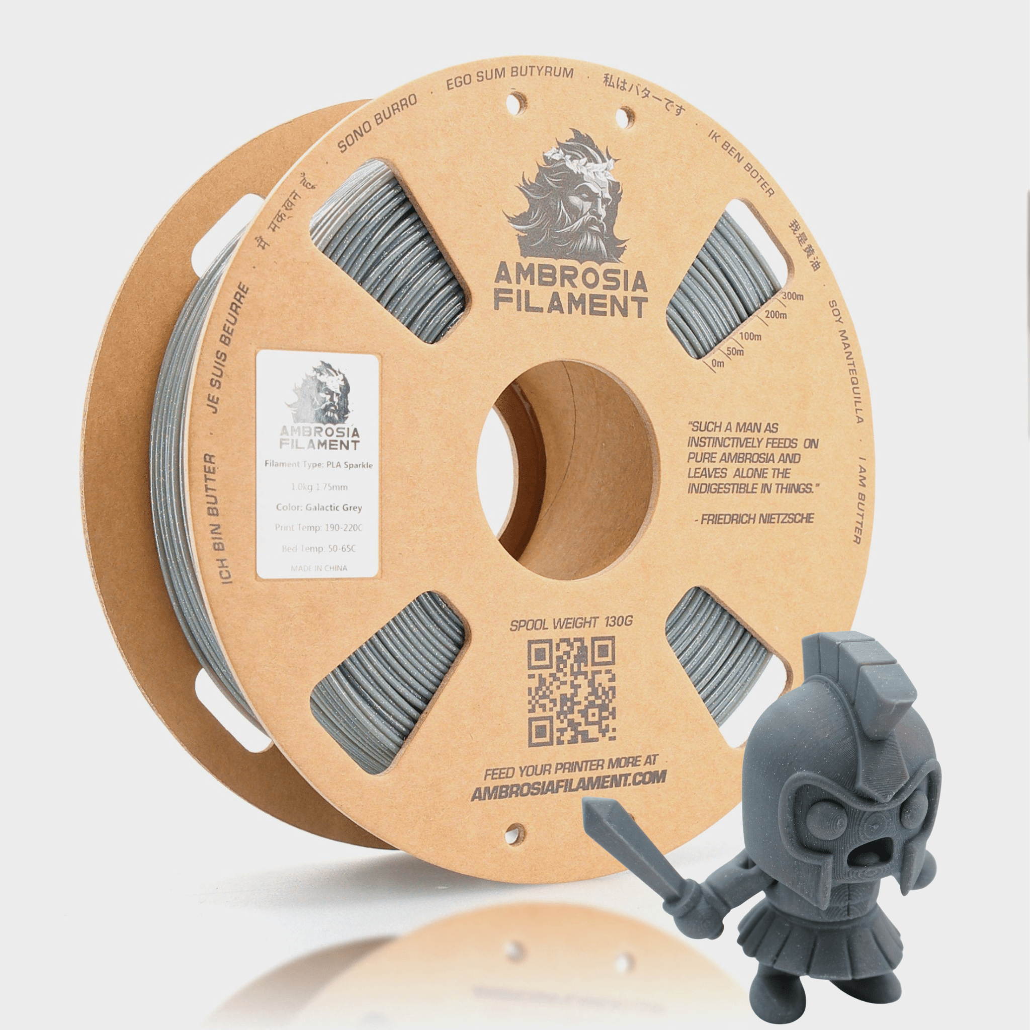 AMBROSIA Galactic (Sparkle) PLA Filament of the Gods - 1KG Bambu AMS Friendly Cardboard Spools Premium 3D Printing Filament