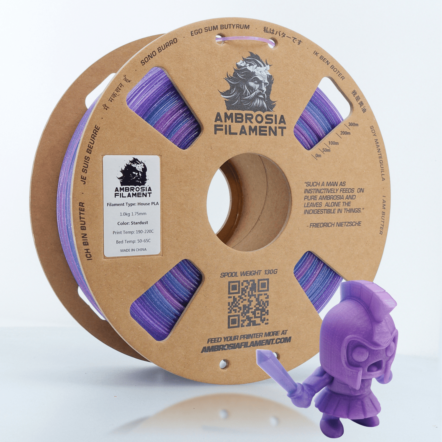 AMBROSIA Galactic (Sparkle) PLA Filament of the Gods - 1KG Bambu AMS Friendly Cardboard Spools Premium 3D Printing Filament