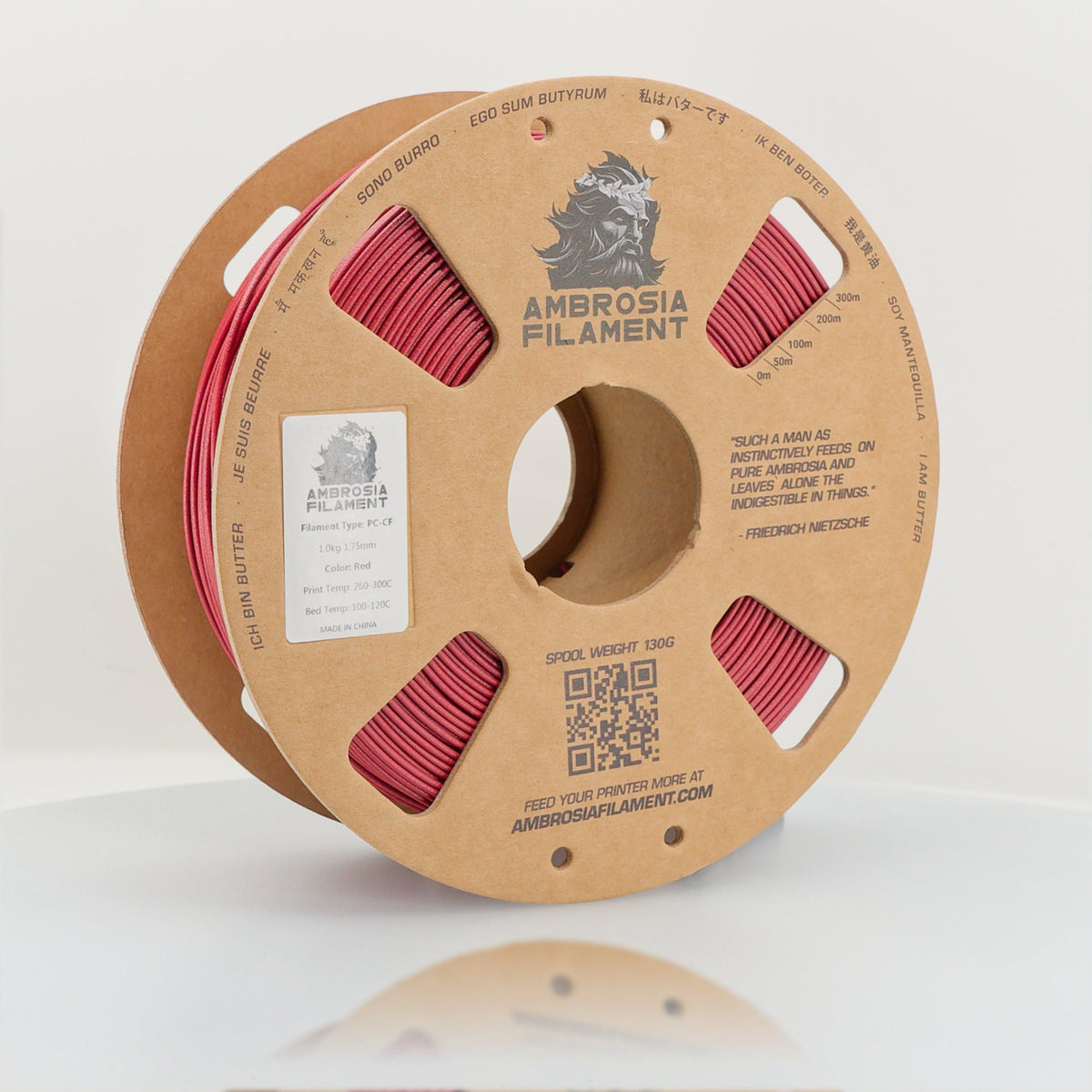AMBROSIA PC-CF Filament of the Gods - 1KG Bambu AMS Friendly Cardboard ...