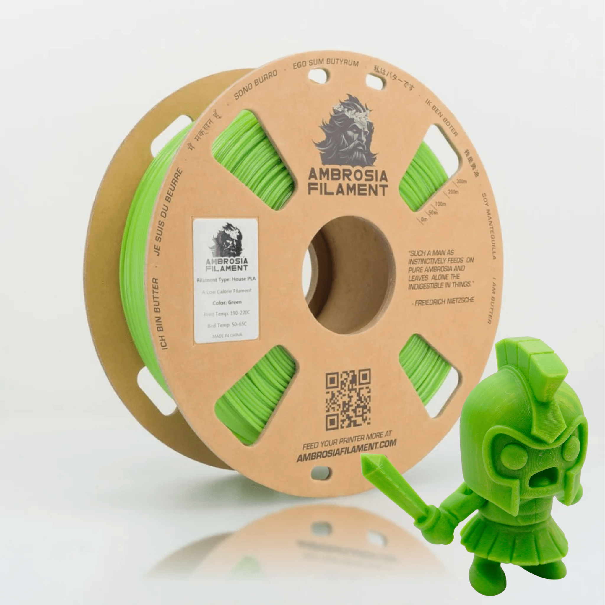 AMBROSIA PLA Filament of the Gods - 1KG Bambu AMS Friendly Cardboard Spools Premium 3D Printing Filament