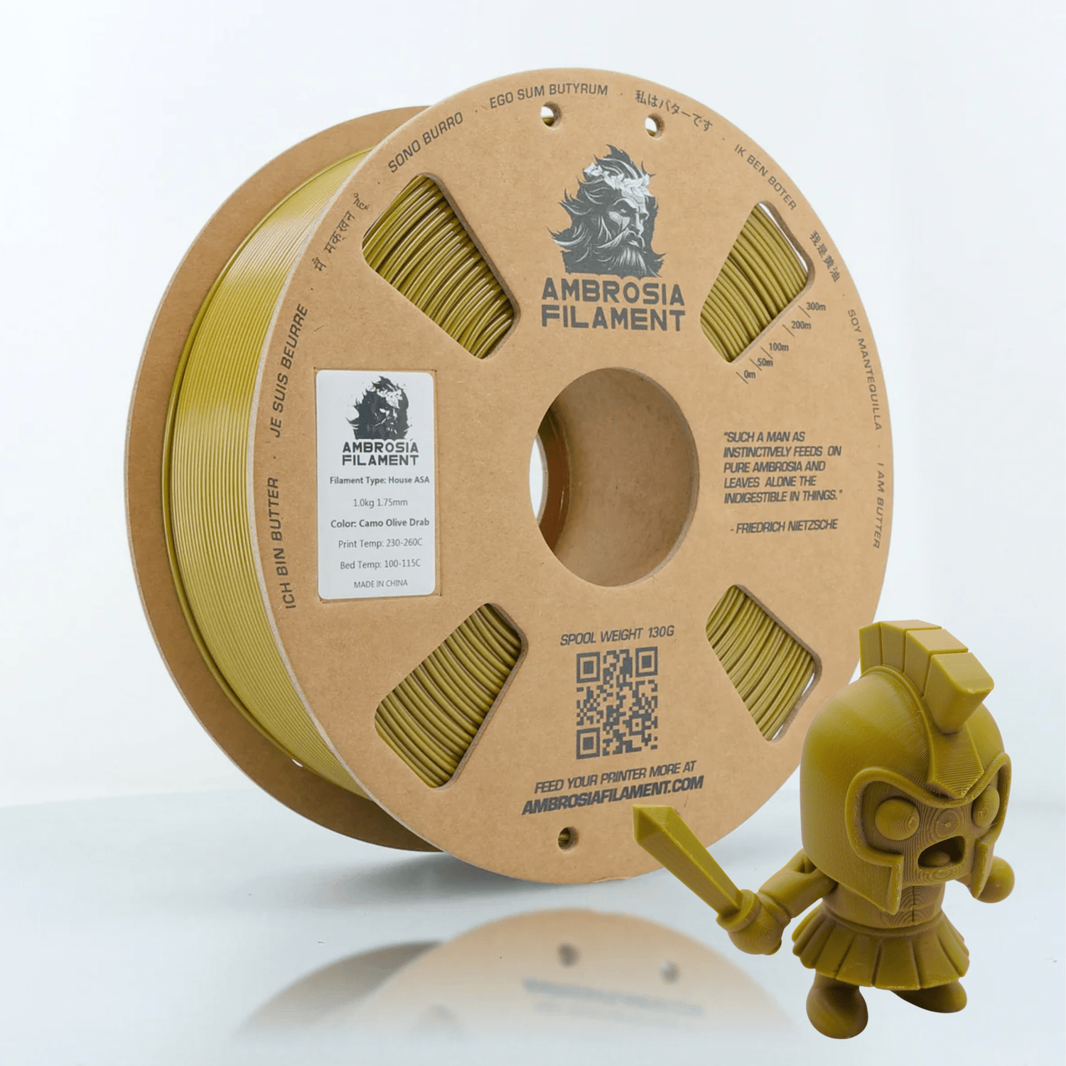 AMBROSIA PLA Filament of the Gods - 1KG Bambu AMS Friendly Cardboard Spools Premium 3D Printing Filament