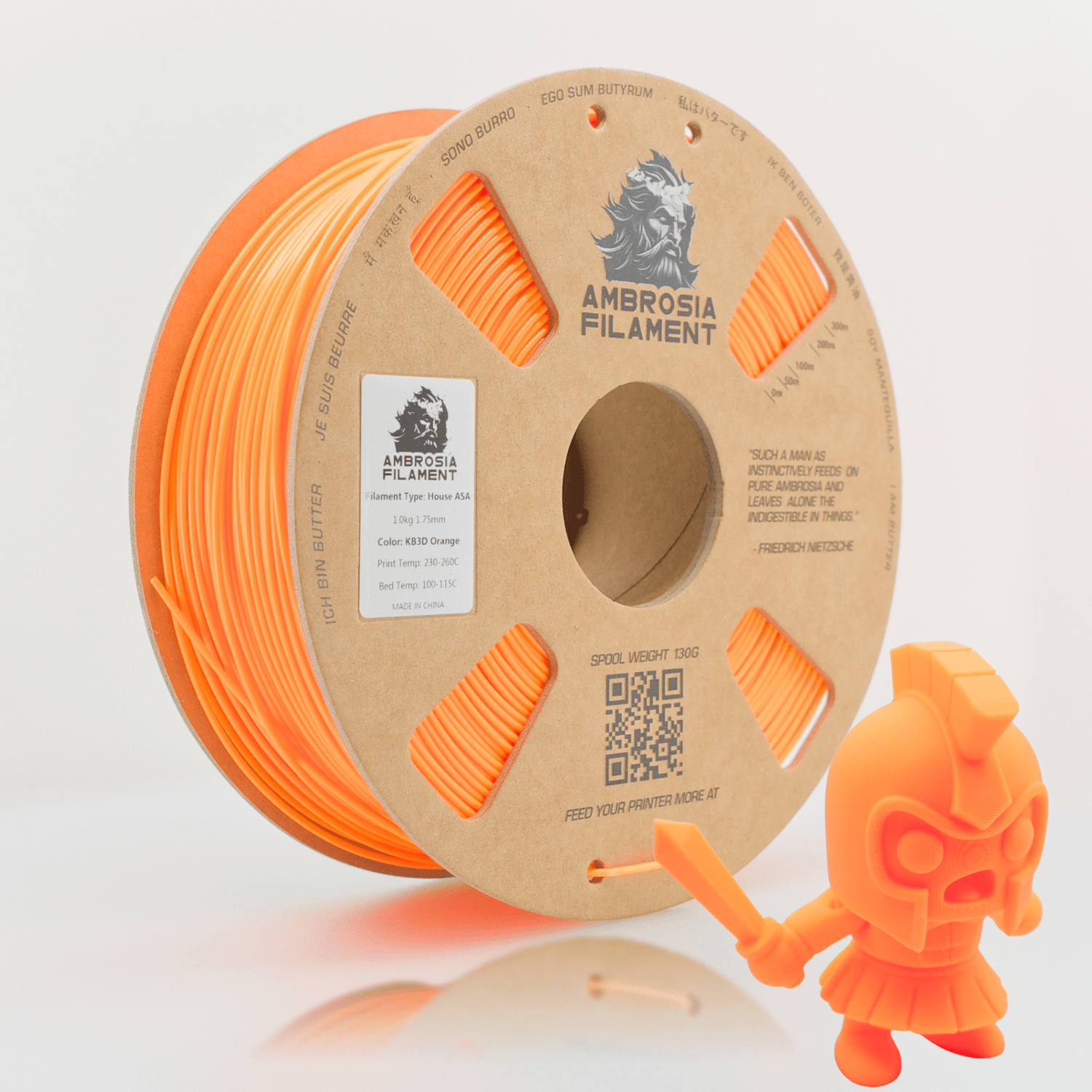 AMBROSIA PLA Filament of the Gods - 1KG Bambu AMS Friendly Cardboard Spools Premium 3D Printing Filament