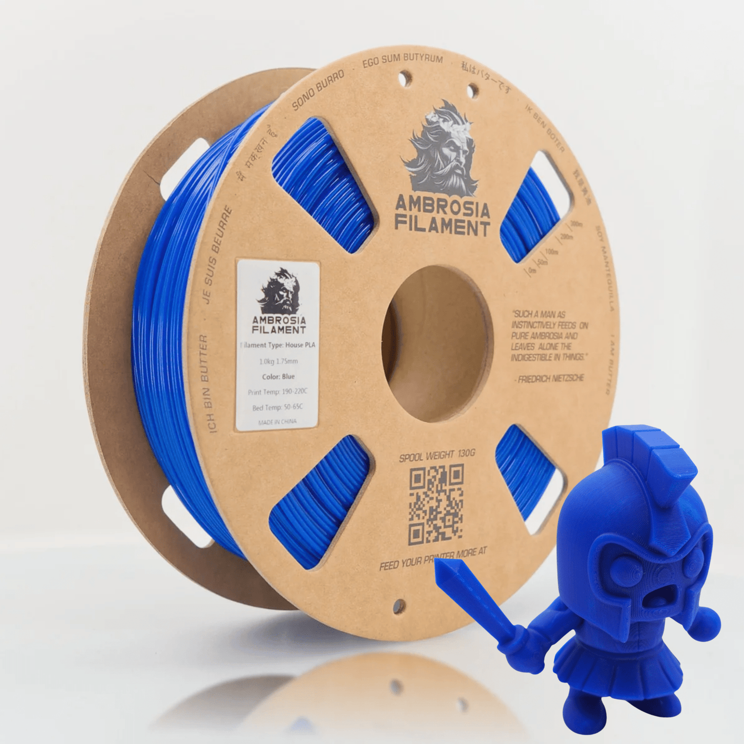AMBROSIA PLA Filament of the Gods - 1KG Bambu AMS Friendly Cardboard Spools Premium 3D Printing Filament
