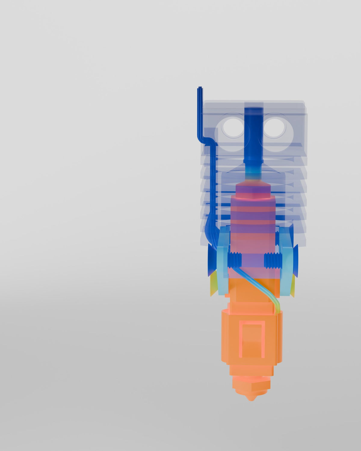 Pika hotend heat map: hot block, cold titanium heatbreak and wings
